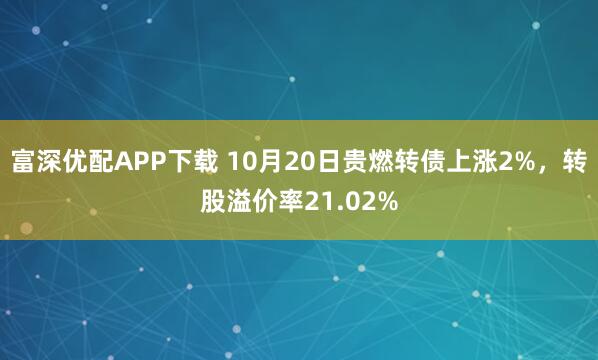 富深优配APP下载 10月20日贵燃转债上涨2%，转股溢价率21.02%